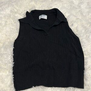 Black collared sweater tank top